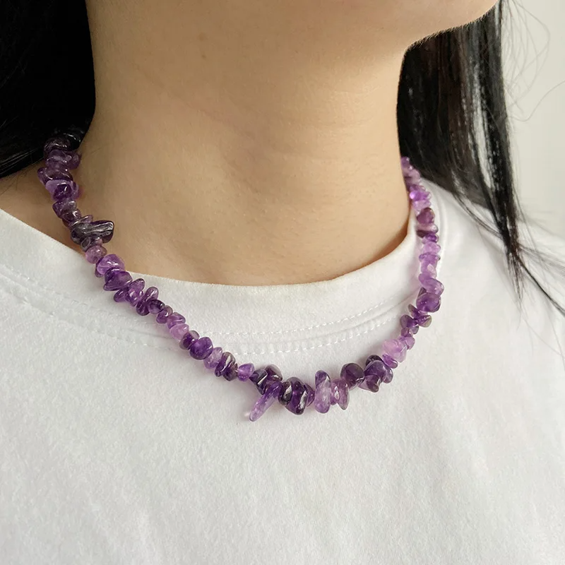 Natural Stone Necklace - Handcrafted Jewelry with Tiger Eye, Amethyst & Turquoise