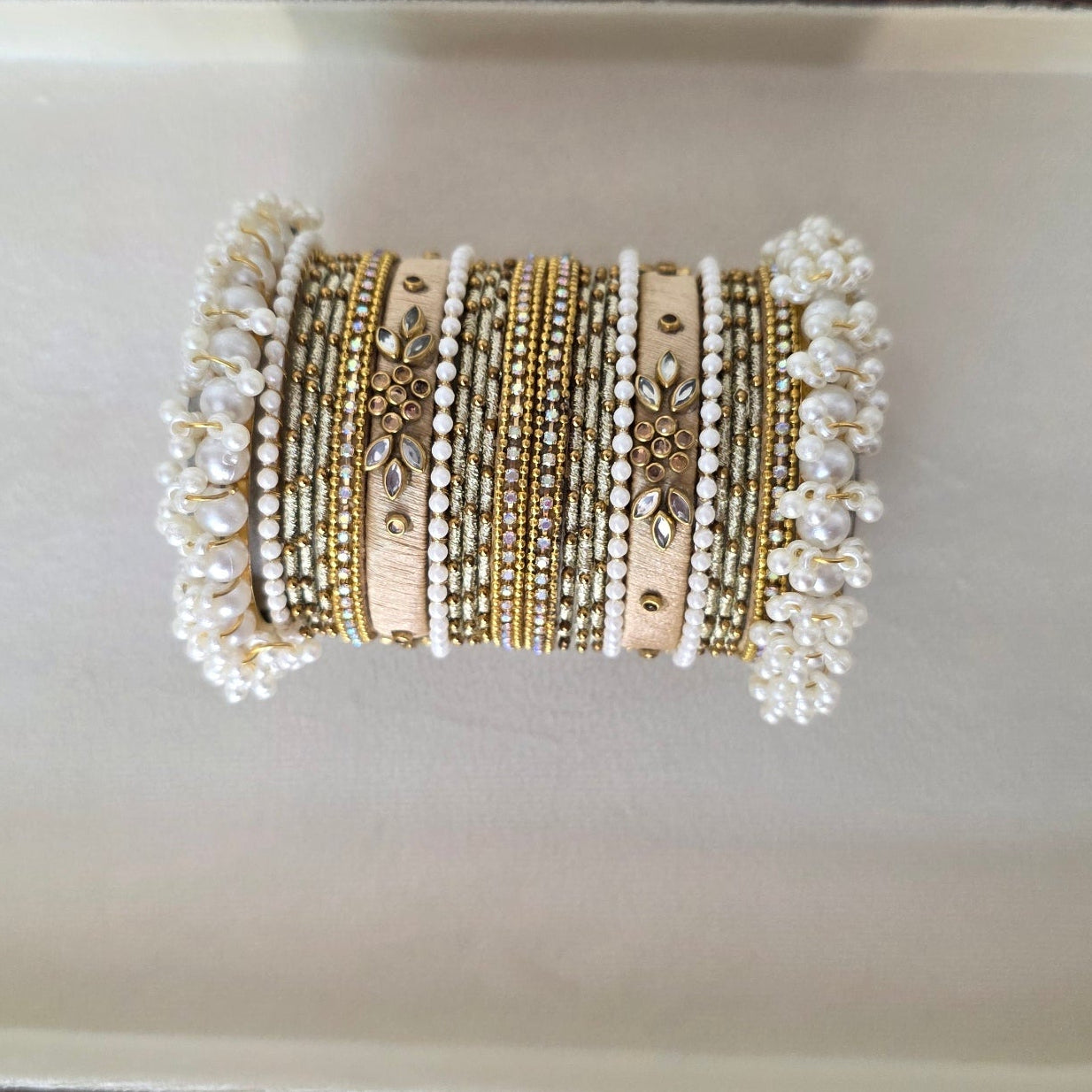 Gold & Pearl Bridal Bangle Set