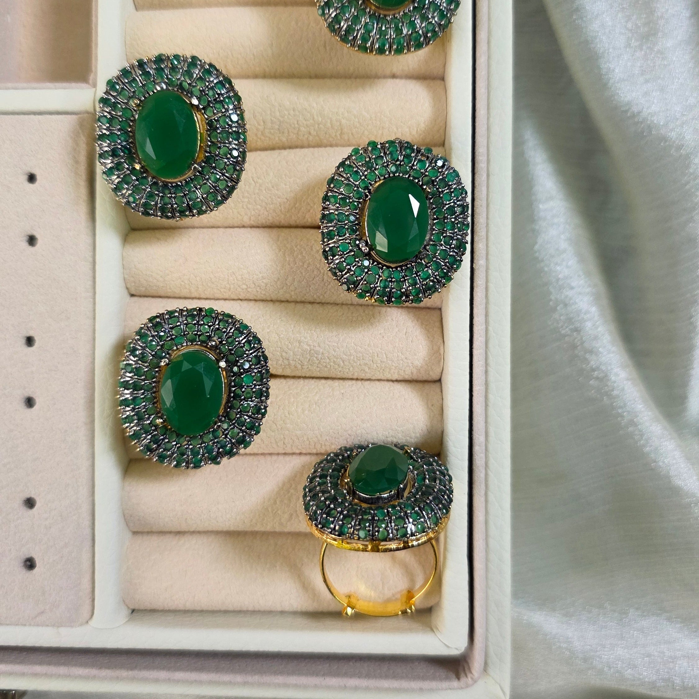 green stone statement ring