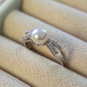 Freshwater pearl ring in sterling silver 925 chandi