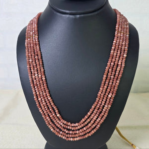 Handcrafted Natural Strawberry Quartz multi-layer beaded necklace by Urban Gear, luxury gemstone jewelry for women