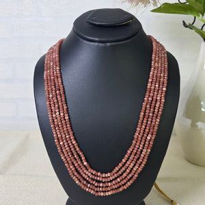 Handcrafted Natural Strawberry Quartz multi-layer beaded necklace by Urban Gear, luxury gemstone jewelry for women