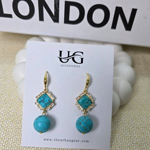 Gold plated turquoise earrings handmade jewelry