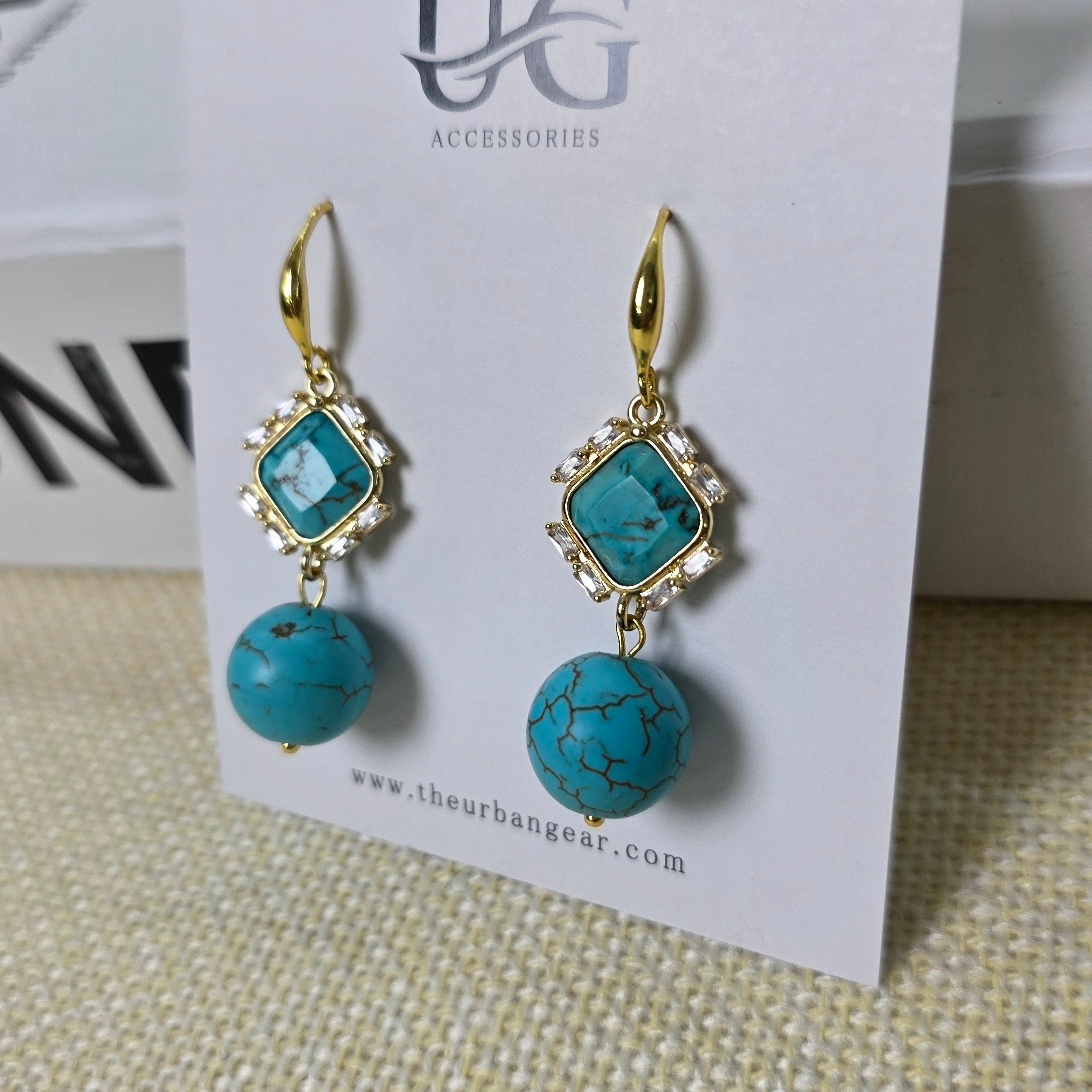 Gold plated turquoise earrings handmade jewelry