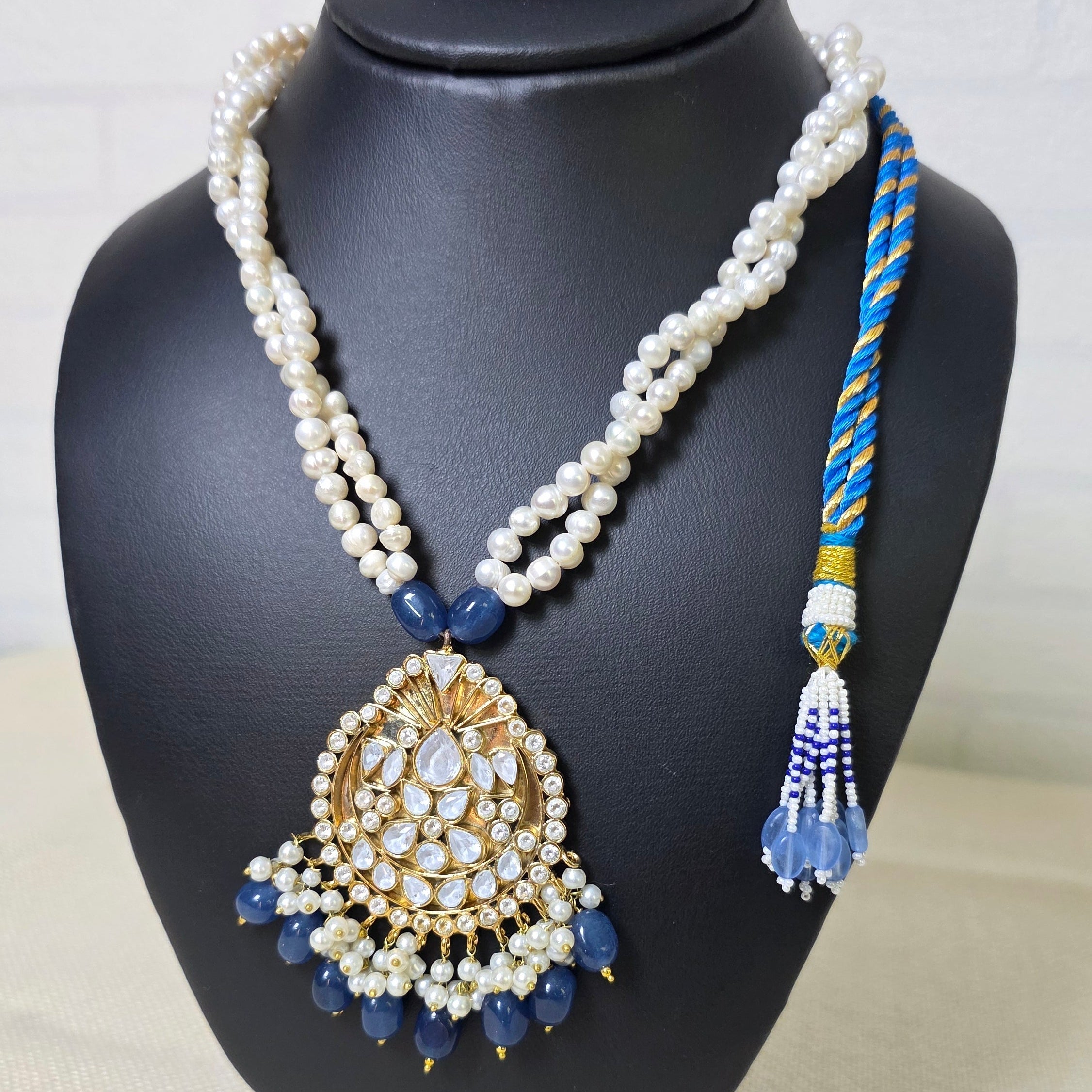 reshwater pearl kundan pendant necklace for women