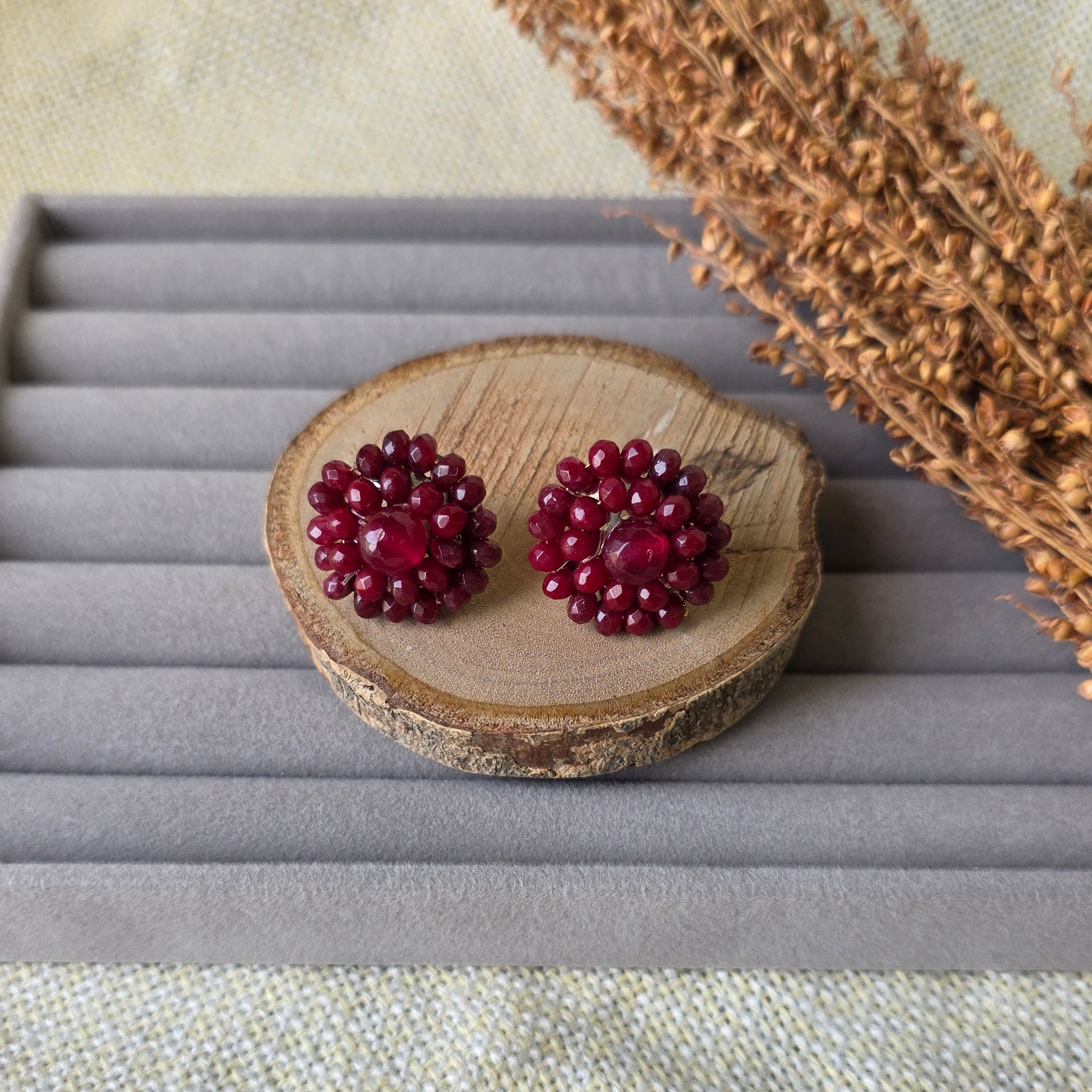 Handcrafted jade gemstone earrings women