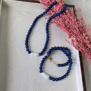 Lapis lazuli beaded necklace with pearl