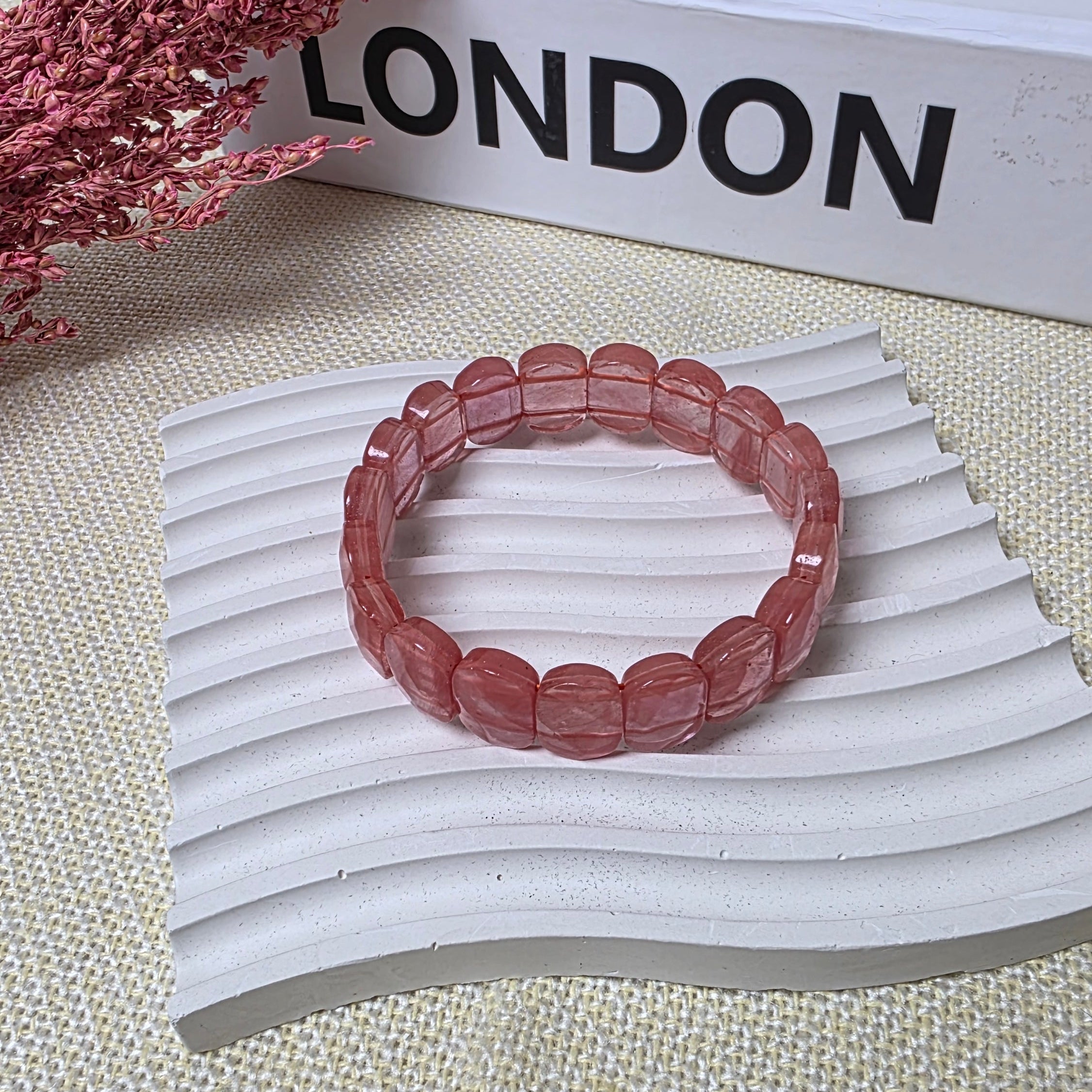 pink and grey stone bracelet