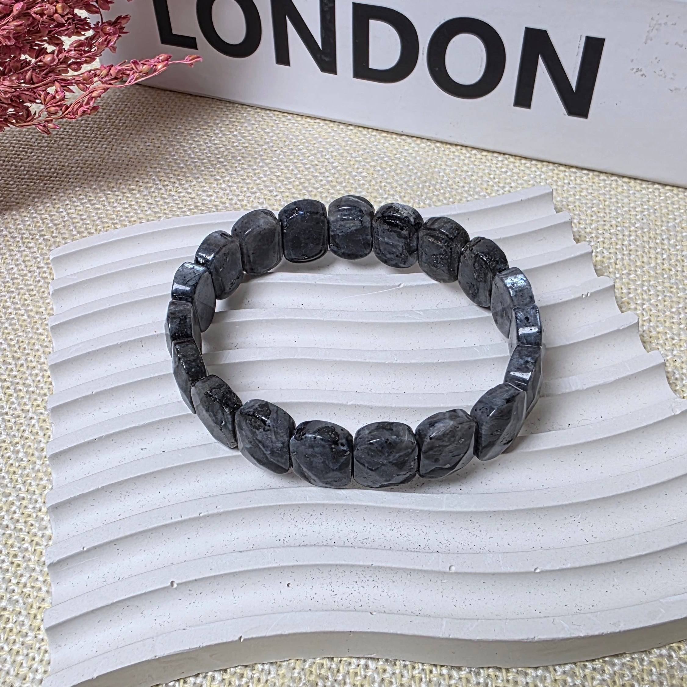 pink and grey stone bracelet