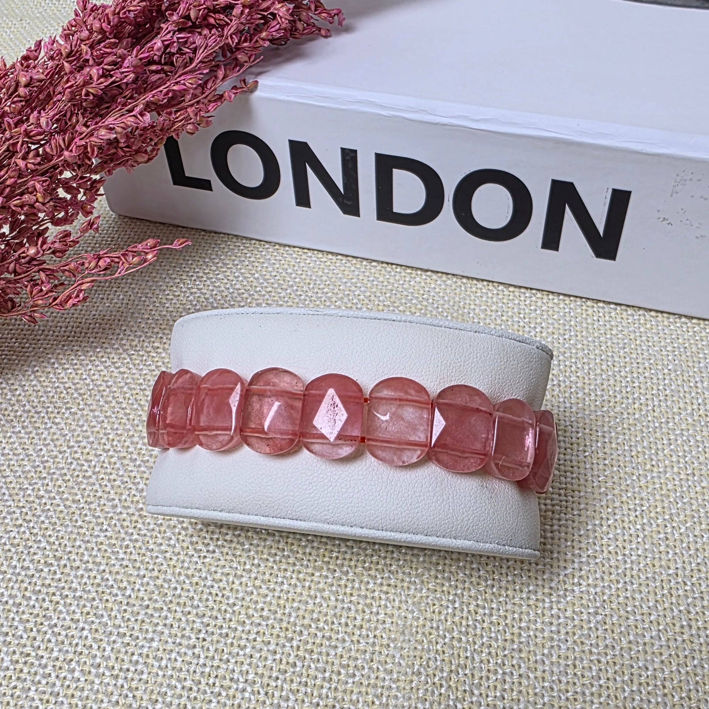 pink and grey stone bracelet