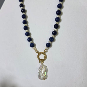 lapis lazuli pearl necklace