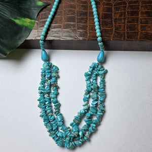 Natural Turquoise Multi Strand Gemstone Necklace for Women