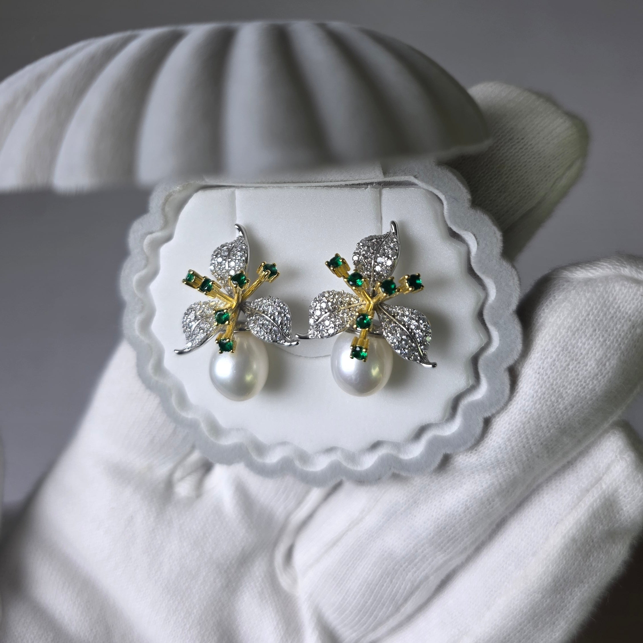 Freshwater Pearl Floral Earrings in 925 Sterling Silver