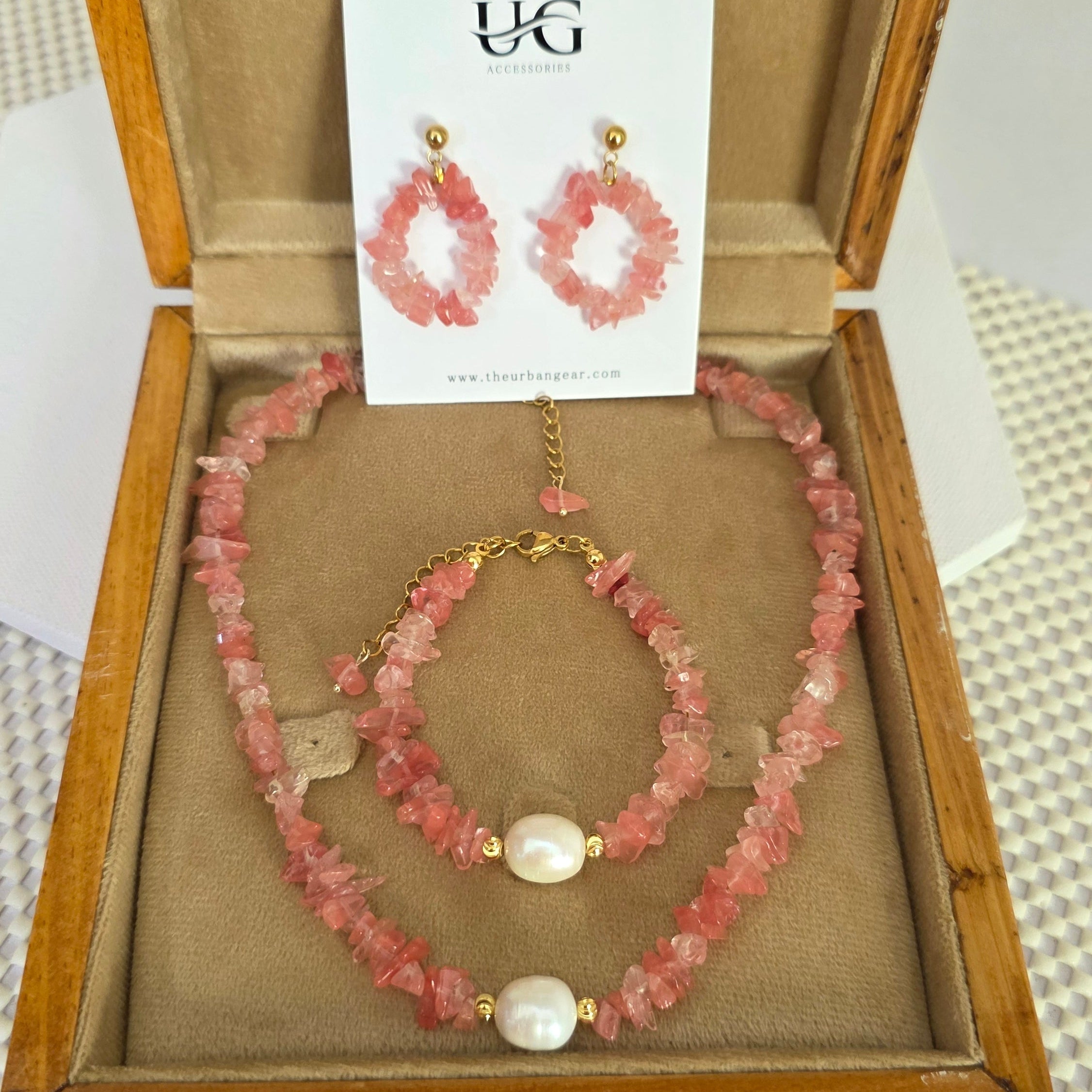 Cherry Quartz Necklace Set