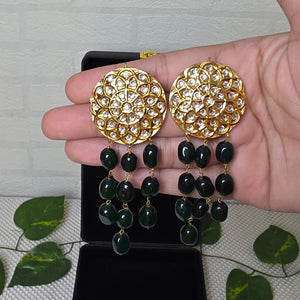 Original Emerald Jade Stone 3 layer necklace with gold-tone centerpiece
