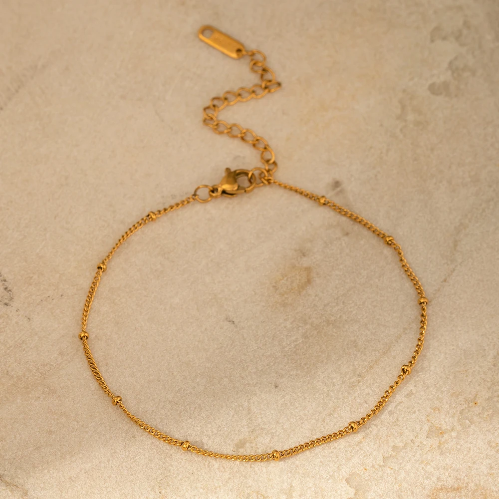 Minimalist Gold-Plated Anklet for Women | Dainty Beaded Chain Anklet – Urban Gear

