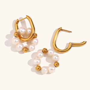 Gold-Plated Pearl Hoop Earrings | Freshwater Pearl Jewelry | Urban Gear