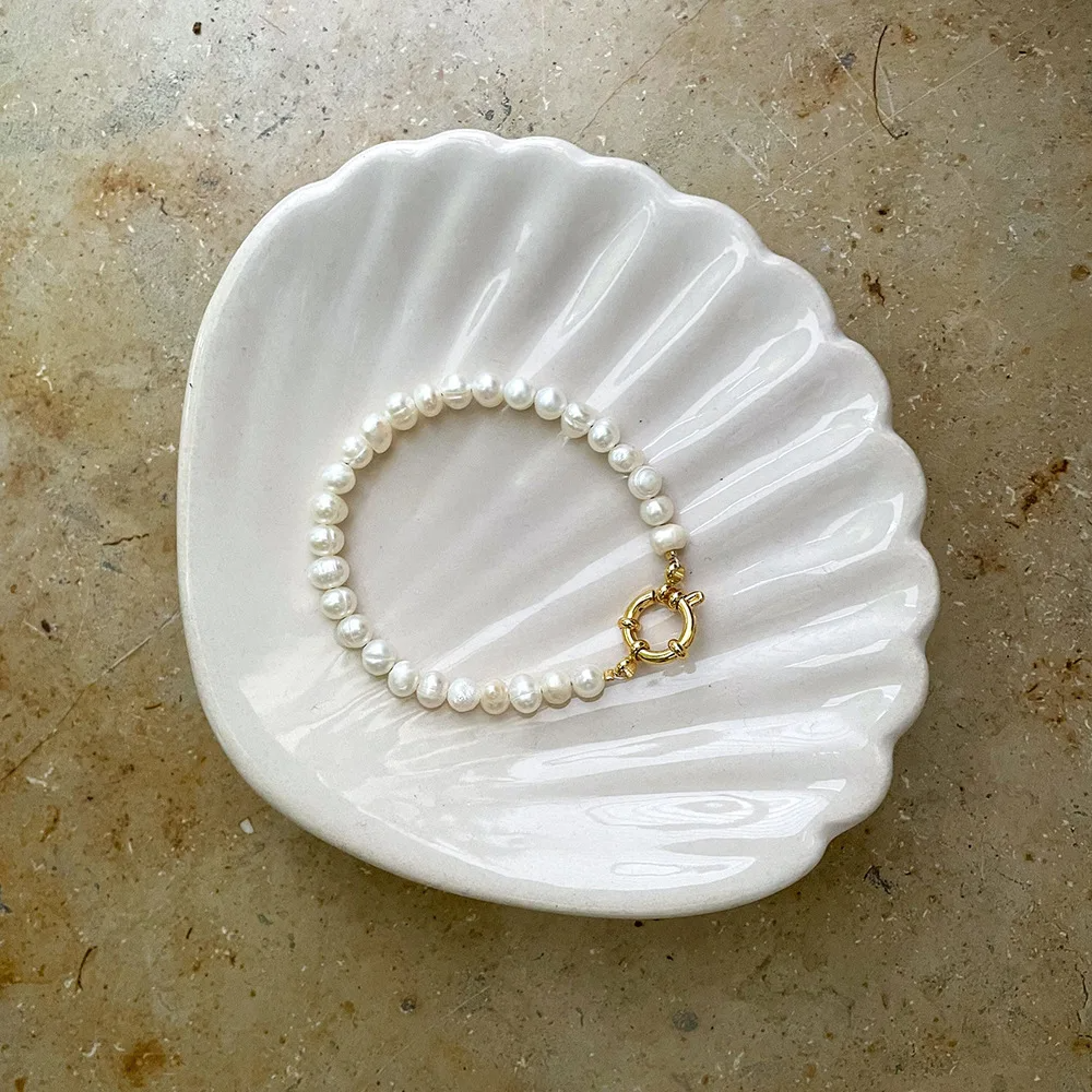 Freshwater Pearl Bracelet with 18K Gold-Plated Toggle Clasp-Urban Gear