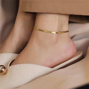 Urban Essential gold-plated snake chain anklet for women, sleek adjustable ankle bracelet with lobster clasp, minimalist jewelry by Urban Gear