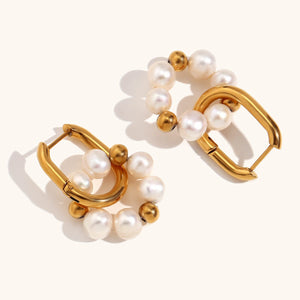 Gold-Plated Pearl Hoop Earrings | Freshwater Pearl Jewelry | Urban Gear