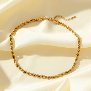 18K Gold-Plated Rope Chain Necklace – Adjustable, Unisex, Tarnish-Resistant