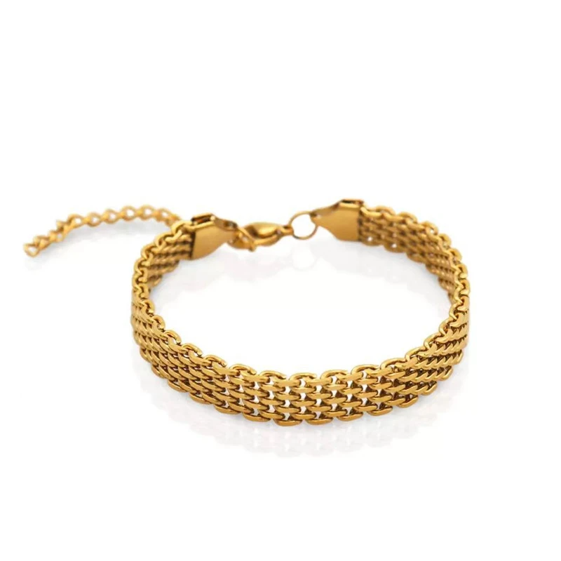 Bold 18K Gold Wide Chain Bracelet – Unisex Statement Piece