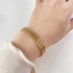 Bold 18K Gold Wide Chain Bracelet – Unisex Statement Piece