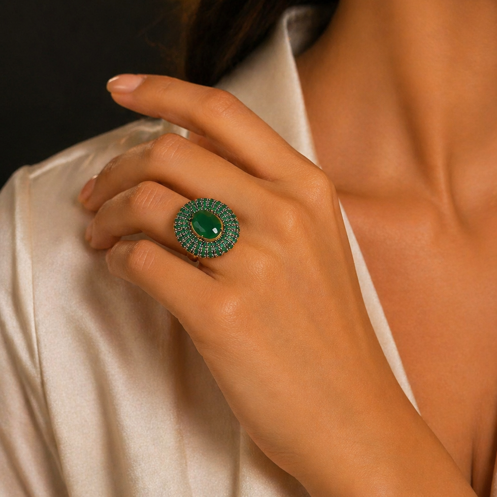 green stone statement ring