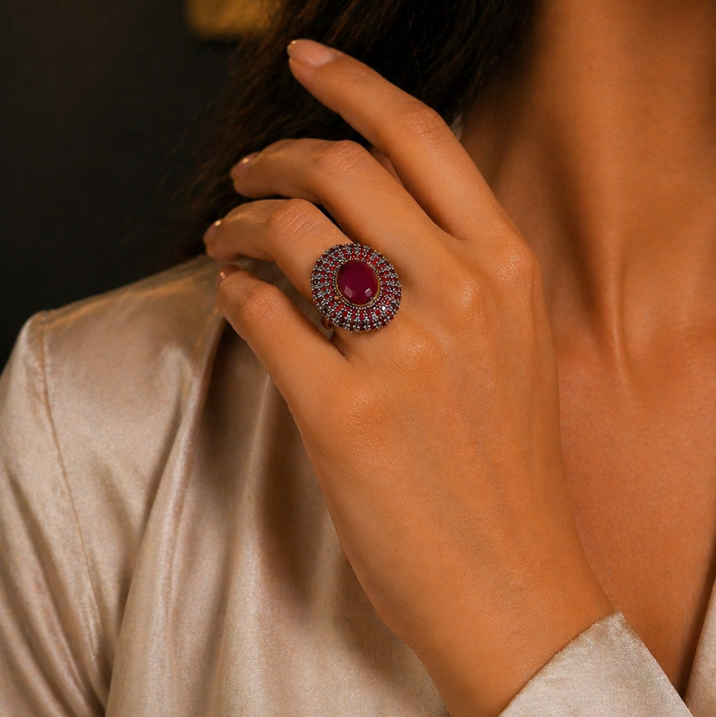 green stone statement ring