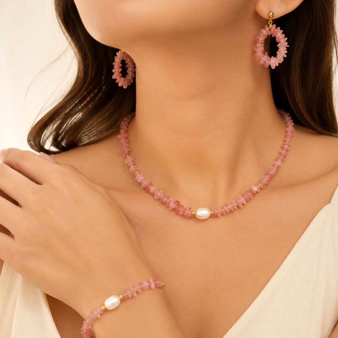 Cherry Quartz Jewelry Set