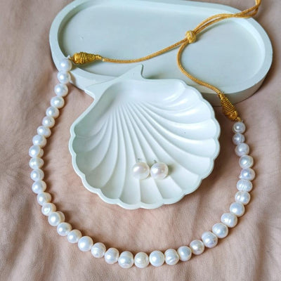 Classic  Freshwater Pearl Necklace & Earring Set