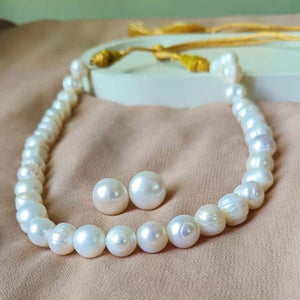 Classic Peach Freshwater Pearl Necklace & Earring Set