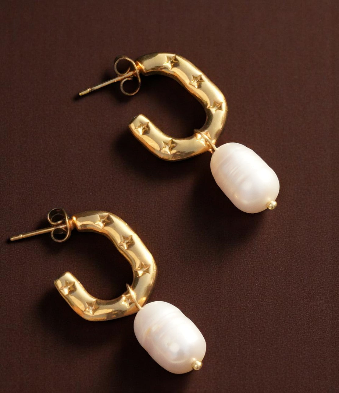 Urban Gear Freshwater Pearl Gold-Plated Hoop Earrings