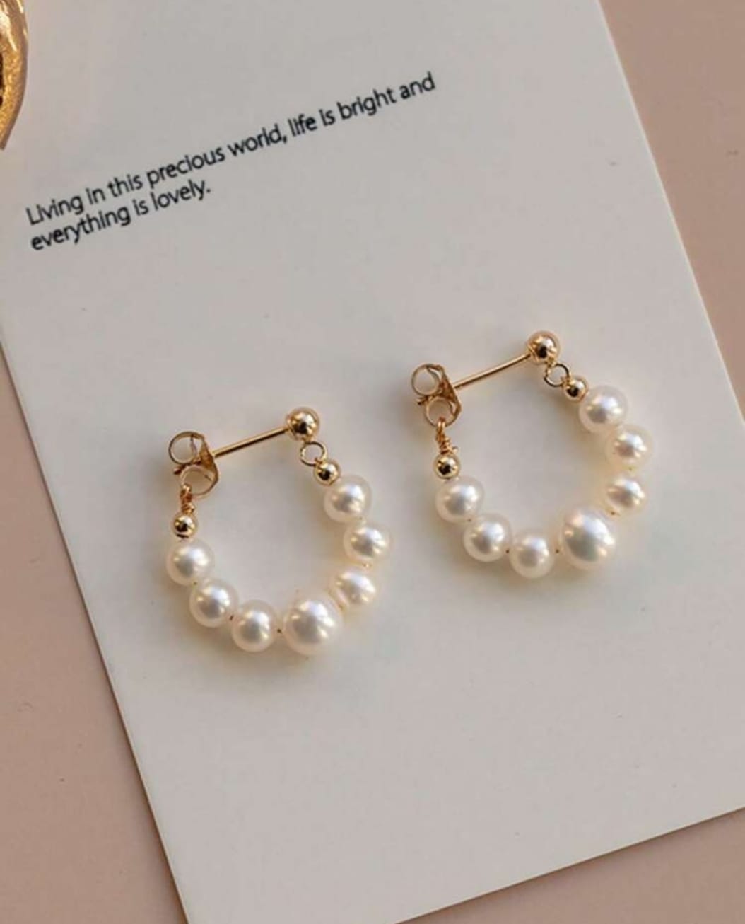 Elegant freshwater pearl hoop earrings with gold accents