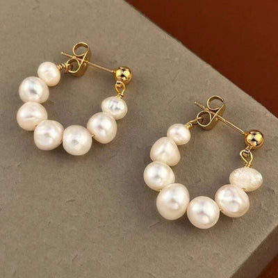 Elegant freshwater pearl hoop earrings with gold accents