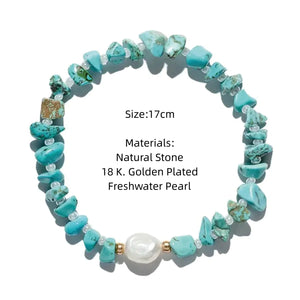 Women’s Freshwater Pearl Irregular & Turquoise Necklace – Unique, Stylish, and Elegant