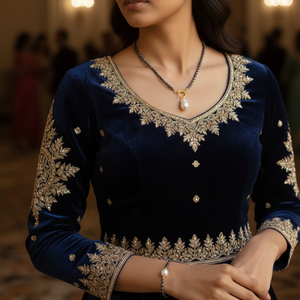 Black Freshwater Pearl Necklace with White Baroque Pendant & Gold-Plated Accents