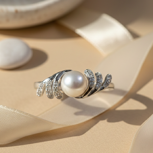 Freshwater pearl ring in sterling silver 925 chandi