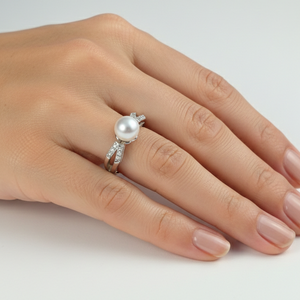 Freshwater pearl ring in sterling silver 925 chandi