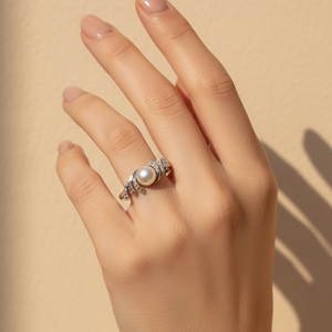Freshwater pearl ring in sterling silver 925 chandi