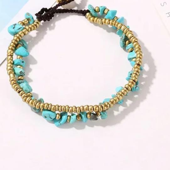 Handmade Natural Stone Beaded Anklet - Urbangear Handmade Natural Stone Anklet