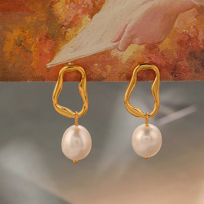 Irregular Geometric Freshwater Pearl Earrings Urbangear