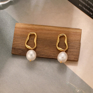 Irregular Geometric Freshwater Pearl Earrings Urbangear