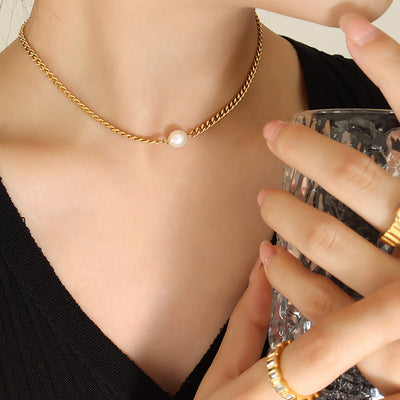 Natural Pearl Gold-Plated Choker Necklace – Urban Gear Jewelry