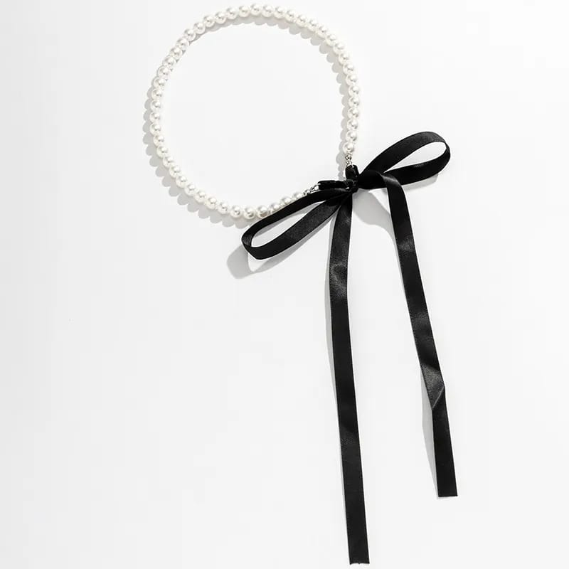 Pearl Ribbon Necklace - Elegance in Every Twist Urbangear