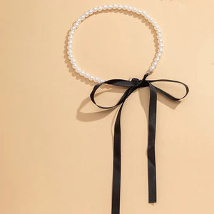 Pearl Ribbon Necklace - Elegance in Every Twist Urbangear