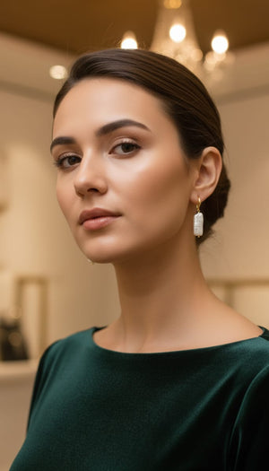 Rectangular Freshwater Pearl Earrings with Gold Hooks – Urban Gear Jewelry