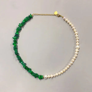 Luxury Green Aventurine & Amethyst Freshwater Pearl Choker Necklace – Handcrafted Elegance