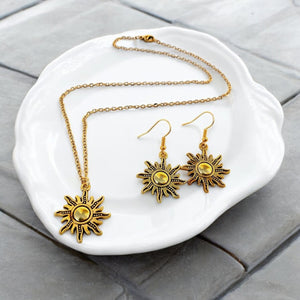 Sun Pendant Necklace and Earrings Set Urbangear