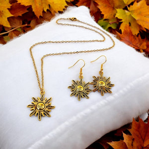 Sun Pendant Necklace and Earrings Set Urbangear